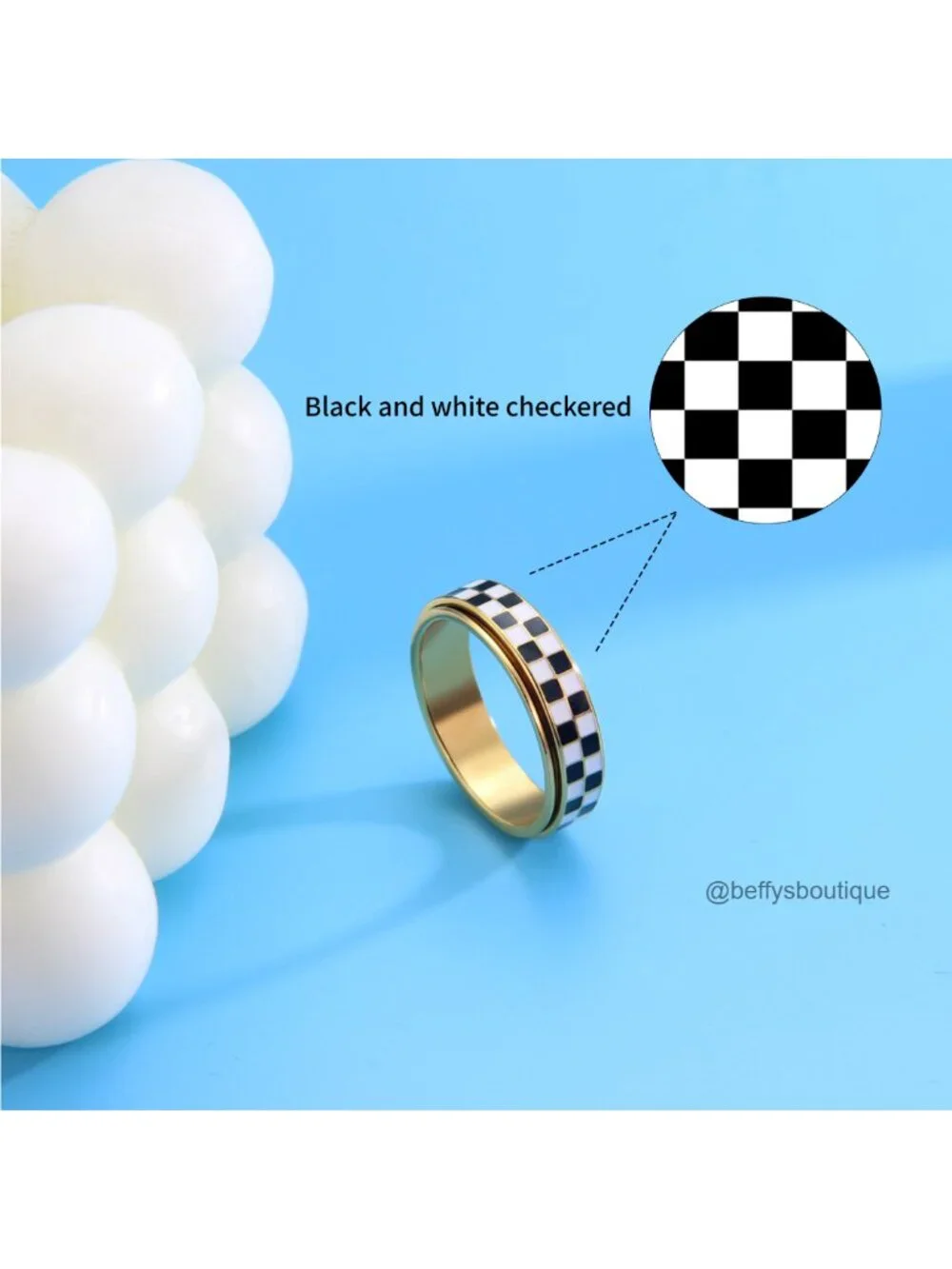 18K Gold Plated Stainless Steel Spinner Ring for Anxiety Relief, Fidget